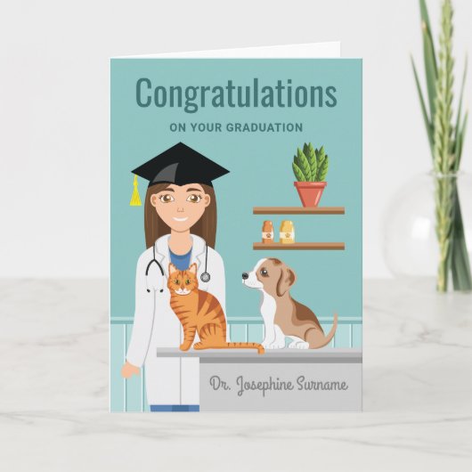 Gefeliciteerd Dierenarts Vet DVM Afstuderen Kaart (Voorkant)