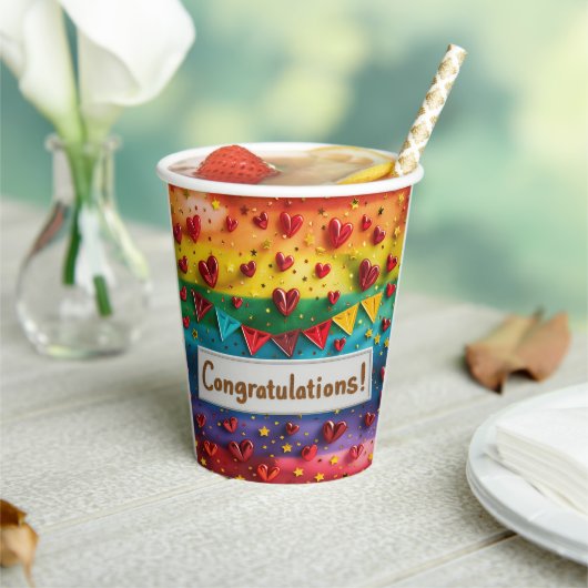 Gefeliciteerd Digitale Kunst Papieren Bekers (Insitu)