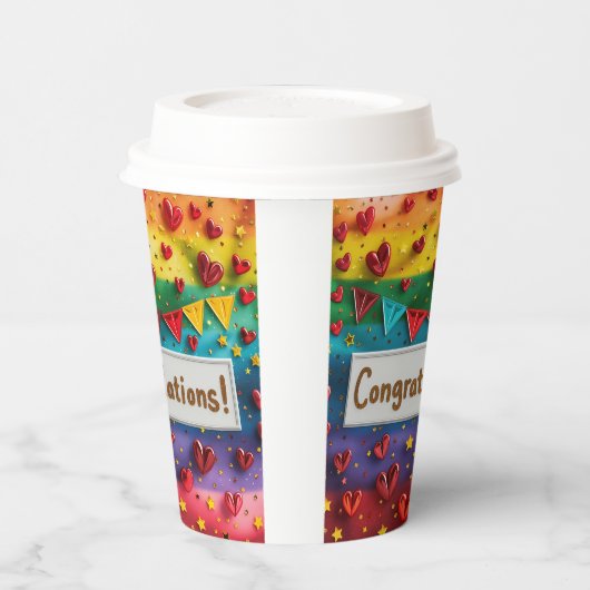 Gefeliciteerd Digitale Kunst Papieren Bekers (Links)