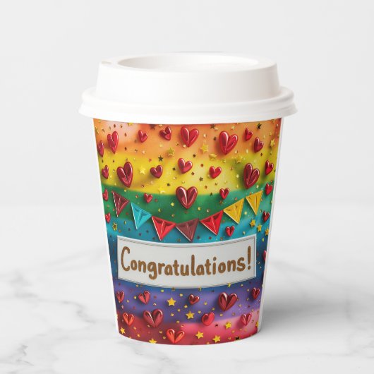 Gefeliciteerd Digitale Kunst Papieren Bekers (Achterkant)