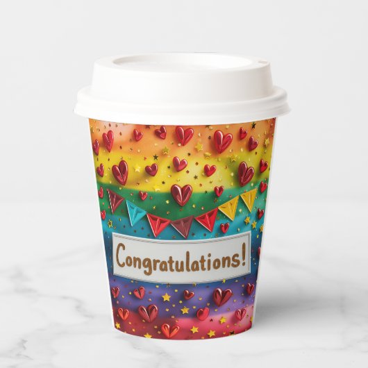 Gefeliciteerd Digitale Kunst Papieren Bekers (Voorkant)