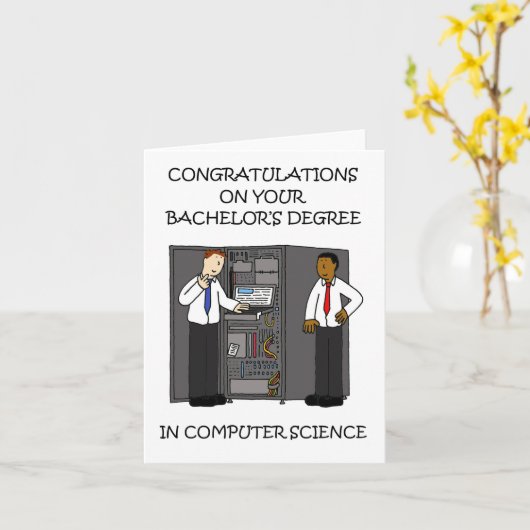 Gefeliciteerd Diploma Informatica Kaart (Gele Bloem)