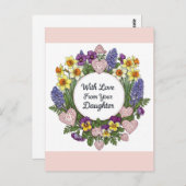 Gefeliciteerd dochter bloemenkrans briefkaart (Voorkant / Achterkant)