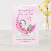 Gefeliciteerd dochter een nieuwe baby meisje pingu kaart (Gele Bloem)