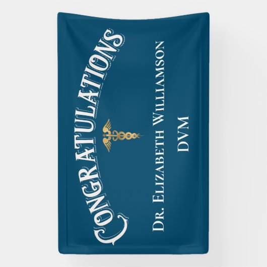 Gefeliciteerd Doctor diergeneeskunde DVM Spandoek (Verticaal)