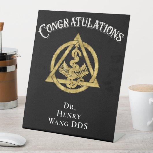 Gefeliciteerd Doctor DMD DDS Dentist Reclamebord Met Voetstuk (Insitu)