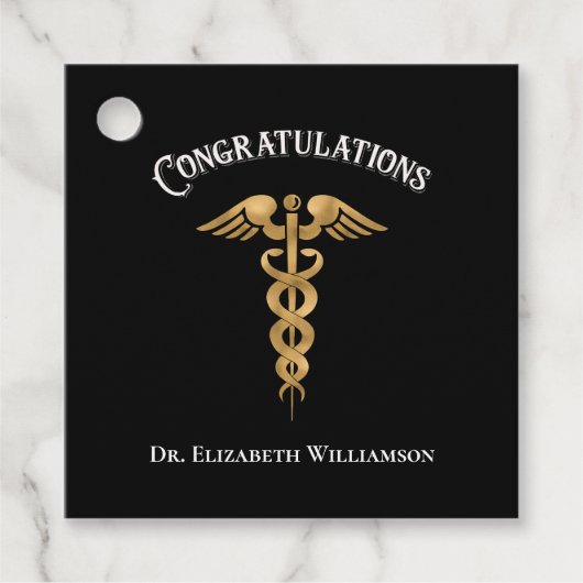 Gefeliciteerd Doctor Physician Caduceus Bedankjes Labels (Voorkant)