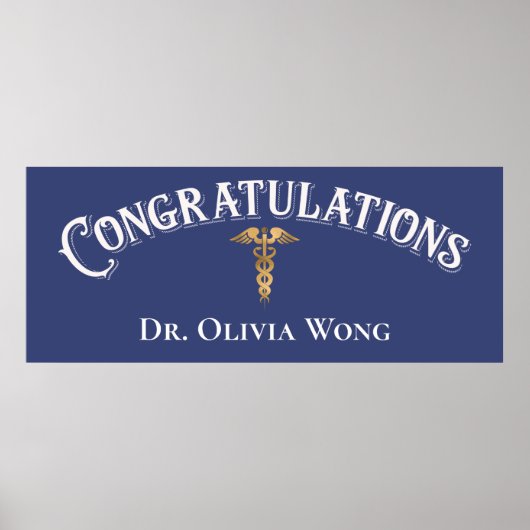 Gefeliciteerd Doctor Physician Caduceus Gold Poster (Voorkant)