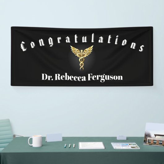 Gefeliciteerd Doctor Physician Caduceus Gold Spandoek (Beurs)