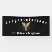 Gefeliciteerd Doctor Physician Caduceus Gold Spandoek (Horizontaal)