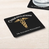 Gefeliciteerd Doctor Physician Caduceus Kartonnen Onderzetters (Schuin)