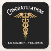 Gefeliciteerd Doctor Physician Caduceus Kartonnen Onderzetters (Voorkant)