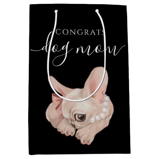 Gefeliciteerd Dog Mam Gift Bag Medium Cadeauzakje (Voorkant)