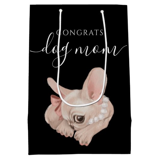 Gefeliciteerd Dog Mam Gift Bag Medium Cadeauzakje (Achterkant)