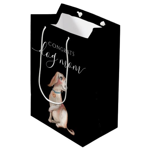 Gefeliciteerd Dog Mam Gift Bag Medium Cadeauzakje (Voorkant Gekanteld)