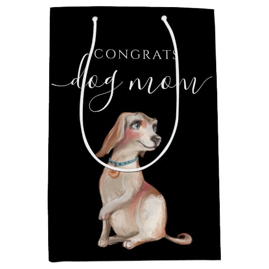 Gefeliciteerd Dog Mam Gift Bag Medium Cadeauzakje (Voorkant)