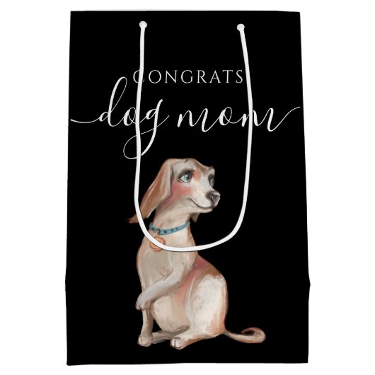 Gefeliciteerd Dog Mam Gift Bag Medium Cadeauzakje (Achterkant)
