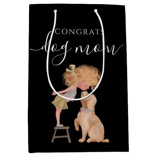 Gefeliciteerd Dog Mam Gift Bag Medium Cadeauzakje (Voorkant)