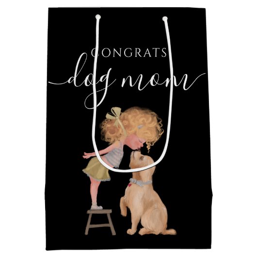 Gefeliciteerd Dog Mam Gift Bag Medium Cadeauzakje (Achterkant)