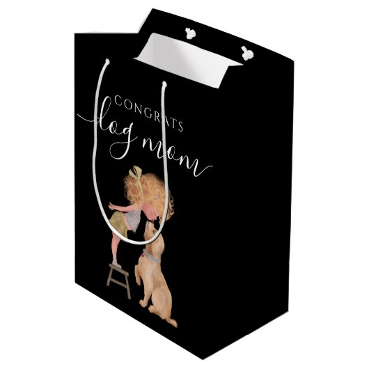 Gefeliciteerd Dog Mam Gift Bag Medium Cadeauzakje (Achterkant Gekanteld)
