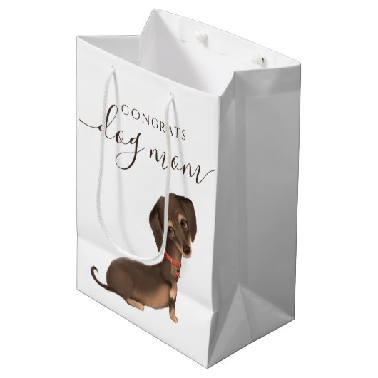 Gefeliciteerd Dog Mam Gift Bag Medium Cadeauzakje (Voorkant Gekanteld)