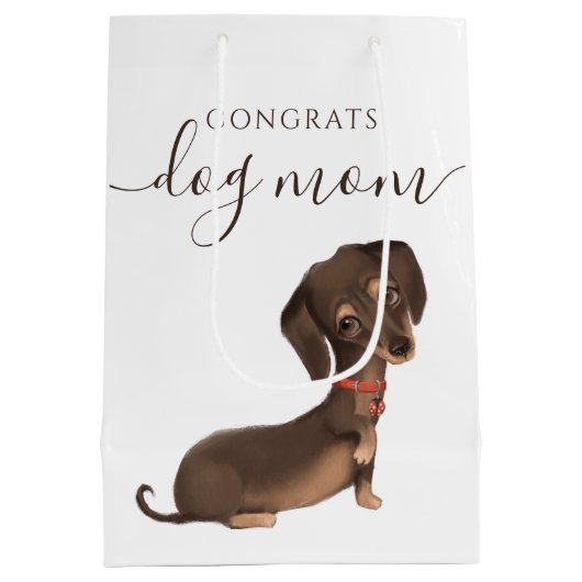 Gefeliciteerd Dog Mam Gift Bag Medium Cadeauzakje (Achterkant)