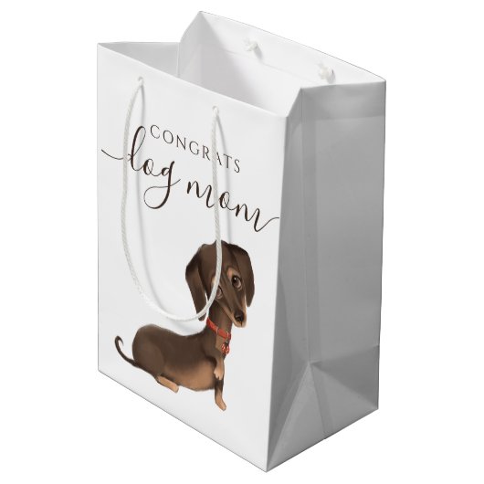 Gefeliciteerd Dog Mam Gift Bag Medium Cadeauzakje (Achterkant Gekanteld)