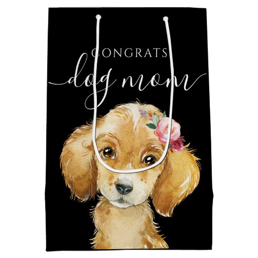 Gefeliciteerd Dog Mam Gift Bag Medium Cadeauzakje (Achterkant)