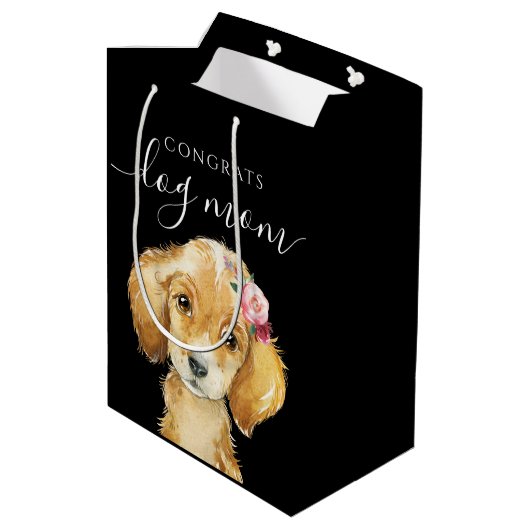 Gefeliciteerd Dog Mam Gift Bag Medium Cadeauzakje (Achterkant Gekanteld)