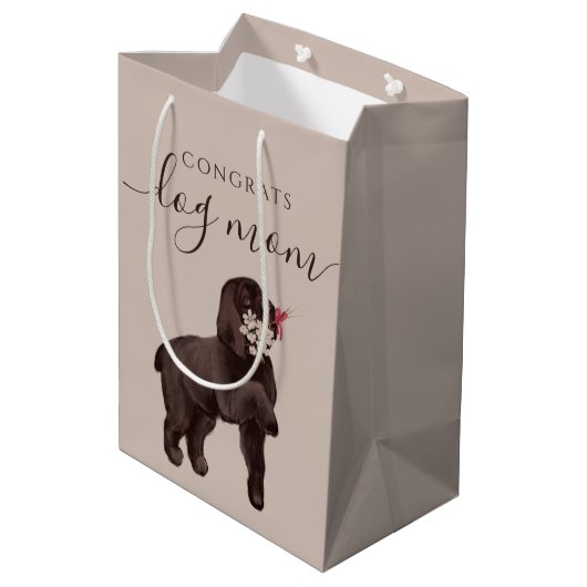 Gefeliciteerd Dog Mam Gift Bag Medium Cadeauzakje (Achterkant Gekanteld)