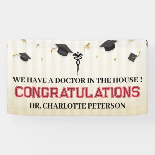 Gefeliciteerd Dokter Afstuderen Geneeskunde Spandoek (Horizontaal)