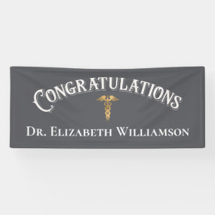 Gefeliciteerd dokter Physician Caduceus Gold Ban Spandoek
