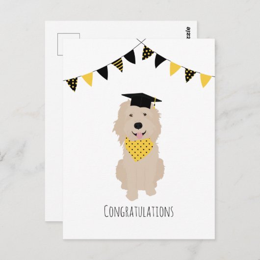 Gefeliciteerd Doodle Dog Afstudeerhoed Briefkaart (Voorkant / Achterkant)