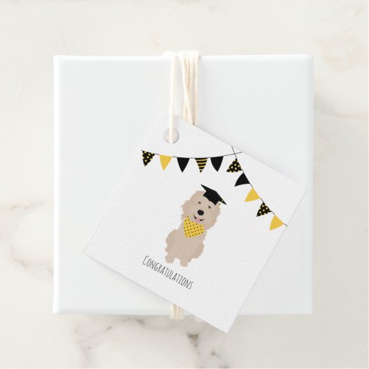 Gefeliciteerd Doodle Dog Graduation Cap Bedankjes Labels (In situ)