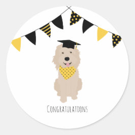 Gefeliciteerd Doodle Dog Graduation Cap Ronde Sticker
