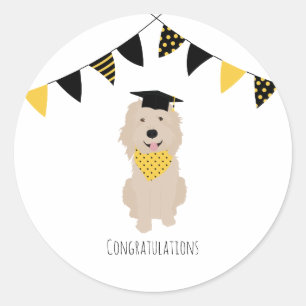 Gefeliciteerd Doodle Dog Graduation Cap Ronde Sticker