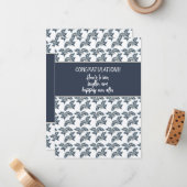 Gefeliciteerd Douche of bruiloft Kaart Blue Tan Notitiekaartje (Voorkant / Achterkant in situ)