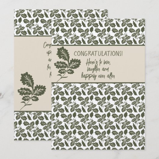 Gefeliciteerd Douche of bruiloft Olijfgroen Notitiekaartje (Voorkant / Achterkant)