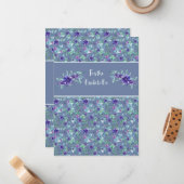 Gefeliciteerd Douche of bruiloft Paarse Bloemen Notitiekaartje (Voorkant / Achterkant in situ)