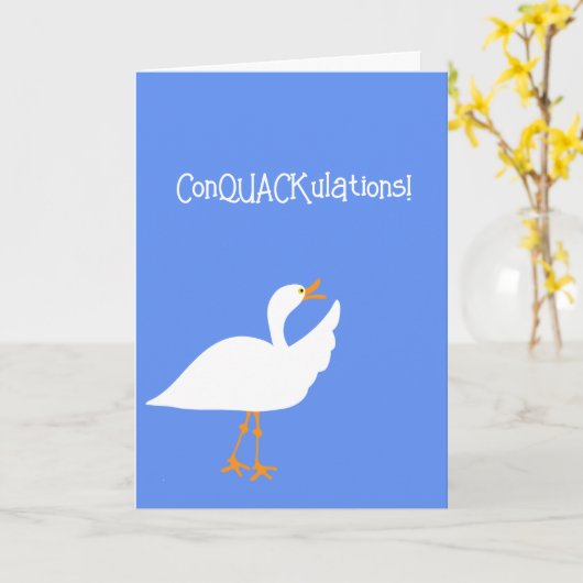 Gefeliciteerd Duck Kaart (Gele Bloem)