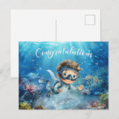 Gefeliciteerd duiker  duiken onder de zee briefkaart (Voorkant / Achterkant)