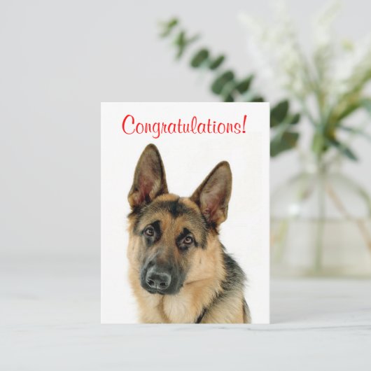 Gefeliciteerd Duitse Herder Puppy Dog Briefkaart (Staand voorkant)