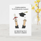Gefeliciteerd echtgenoot met bachelor-diploma kaart (Gele Bloem)