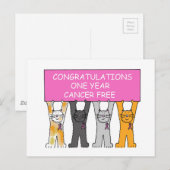 Gefeliciteerd, een jaar kankervrij briefkaart (Voorkant / Achterkant)