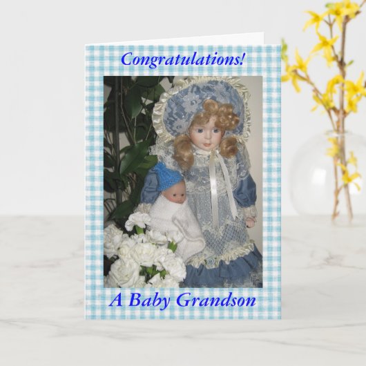 Gefeliciteerd een kleinzoon van baby kaart (Gele Bloem)