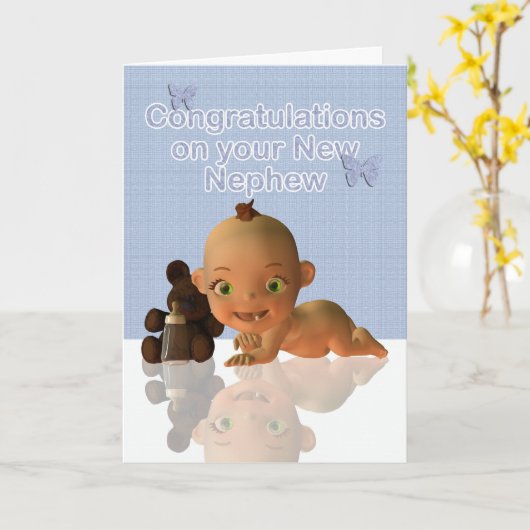 Gefeliciteerd een mooie baby jongen tante tante kaart (Gele Bloem)