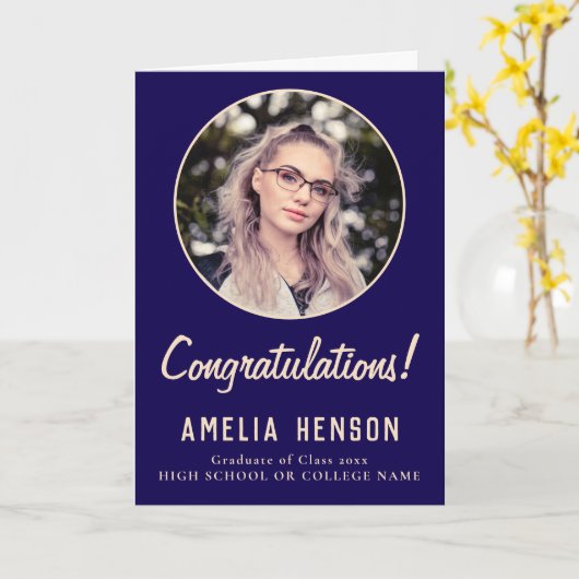 Gefeliciteerd Eenvoudig Afstuderen Foto Afstuderen Kaart (Gele Bloem)