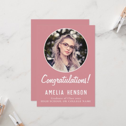 Gefeliciteerd Eenvoudig Afstuderen Foto Afstuderen Kaart (Voorkant / Achterkant in situ)
