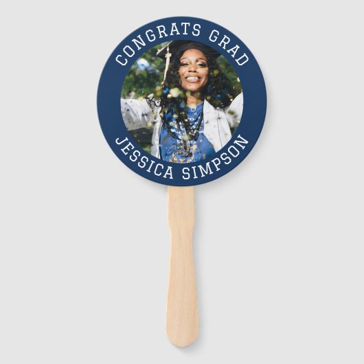 Gefeliciteerd eenvoudig Afstuderen foto modern Afs Handwaaier (Voorkant)