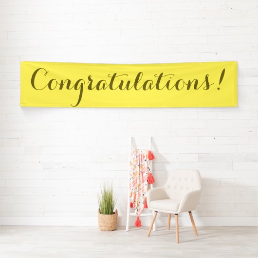 Gefeliciteerd eenvoudig geel spandoek teken (Insitu)